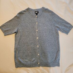 Lands' End Linen NWOT Blue Short Sleeve Cardigan